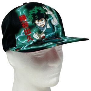 My Hero Academia Izuku Midoriya Hat Cap Black Manga Anime Deku 6 Panel Snapback